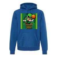 Cat St Patricks Day Basketball Lucky Clover Shamrock Gift Premium Hoodie