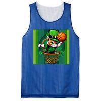 Cat St Patricks Day Basketball Lucky Clover Shamrock Gift Mesh Reversible Basketball Jersey Tank