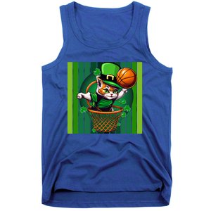 Cat St Patricks Day Basketball Lucky Clover Shamrock Gift Tank Top