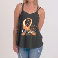 Cancer Survivor Peach Ribbon Endometrial Cancer Awareness Women's Strappy Tank