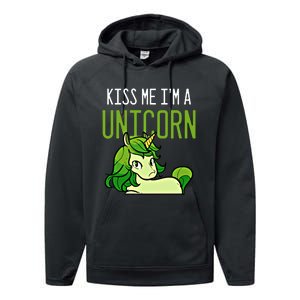 Cute St PatrickS Day Irish American Me I Am A Unicorn Gift Performance Fleece Hoodie