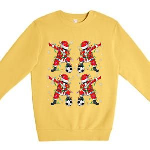 Christmas Soccer Player Sport Lover Santa Hat Xmas Pajamas Premium Crewneck Sweatshirt