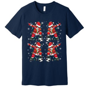 Christmas Soccer Player Sport Lover Santa Hat Xmas Pajamas Premium T-Shirt