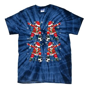 Christmas Soccer Player Sport Lover Santa Hat Xmas Pajamas Tie-Dye T-Shirt