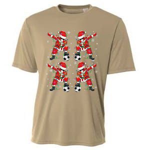 Christmas Soccer Player Sport Lover Santa Hat Xmas Pajamas Cooling Performance Crew T-Shirt