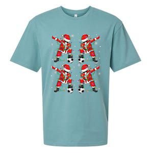 Christmas Soccer Player Sport Lover Santa Hat Xmas Pajamas Sueded Cloud Jersey T-Shirt