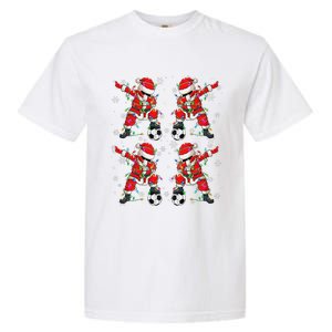 Christmas Soccer Player Sport Lover Santa Hat Xmas Pajamas Garment-Dyed Heavyweight T-Shirt