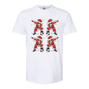 Christmas Soccer Player Sport Lover Santa Hat Xmas Pajamas Softstyle CVC T-Shirt