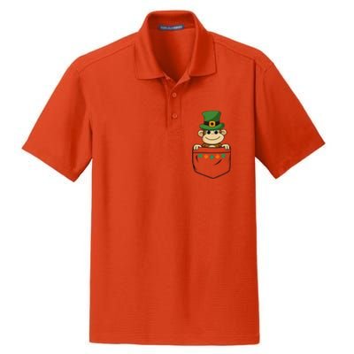 Cute Saint Patrick's Day Monkey With Green Hat In Pocket Dry Zone Grid Polo