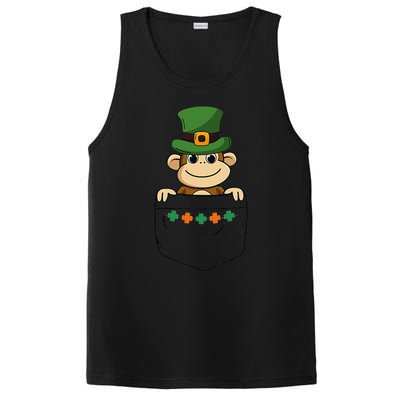 Cute Saint Patrick's Day Monkey With Green Hat In Pocket PosiCharge Competitor Tank