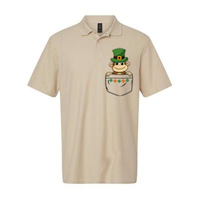 Cute Saint Patrick's Day Monkey With Green Hat In Pocket Softstyle Adult Sport Polo