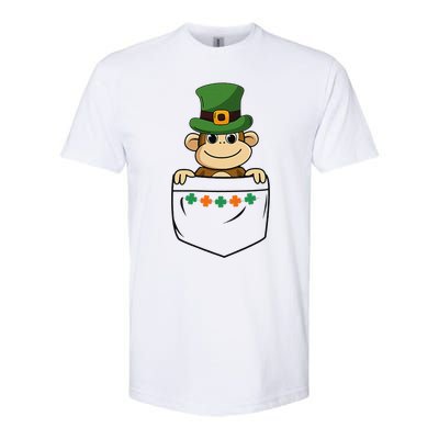 Cute Saint Patrick's Day Monkey With Green Hat In Pocket Softstyle® CVC T-Shirt