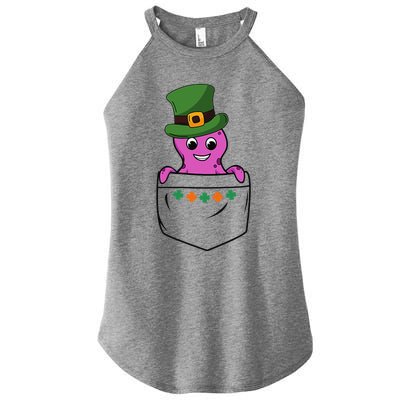 Cute Saint Patrick's Day Octopus With Green Hat In Pocket Women’s Perfect Tri Rocker Tank