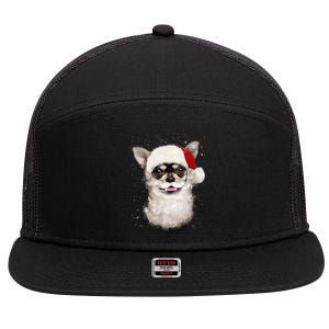 Chihuahua Santa Paws Gift 7 Panel Mesh Trucker Snapback Hat