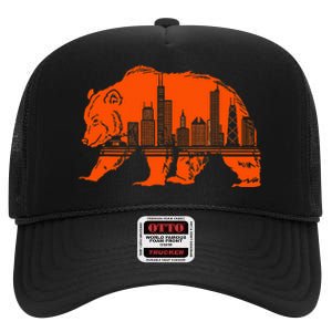 Chicago Skyline Pride Celebrate Illinois Downtown High Crown Mesh Back Trucker Hat