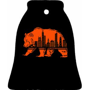 Chicago Skyline Pride Celebrate Illinois Downtown Ceramic Bell Ornament