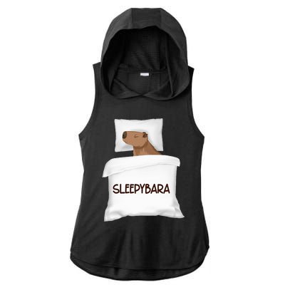 Capybara Sleep Pajamas Nightgown Sleepybara Rodents Ladies PosiCharge Tri-Blend Wicking Draft Hoodie Tank