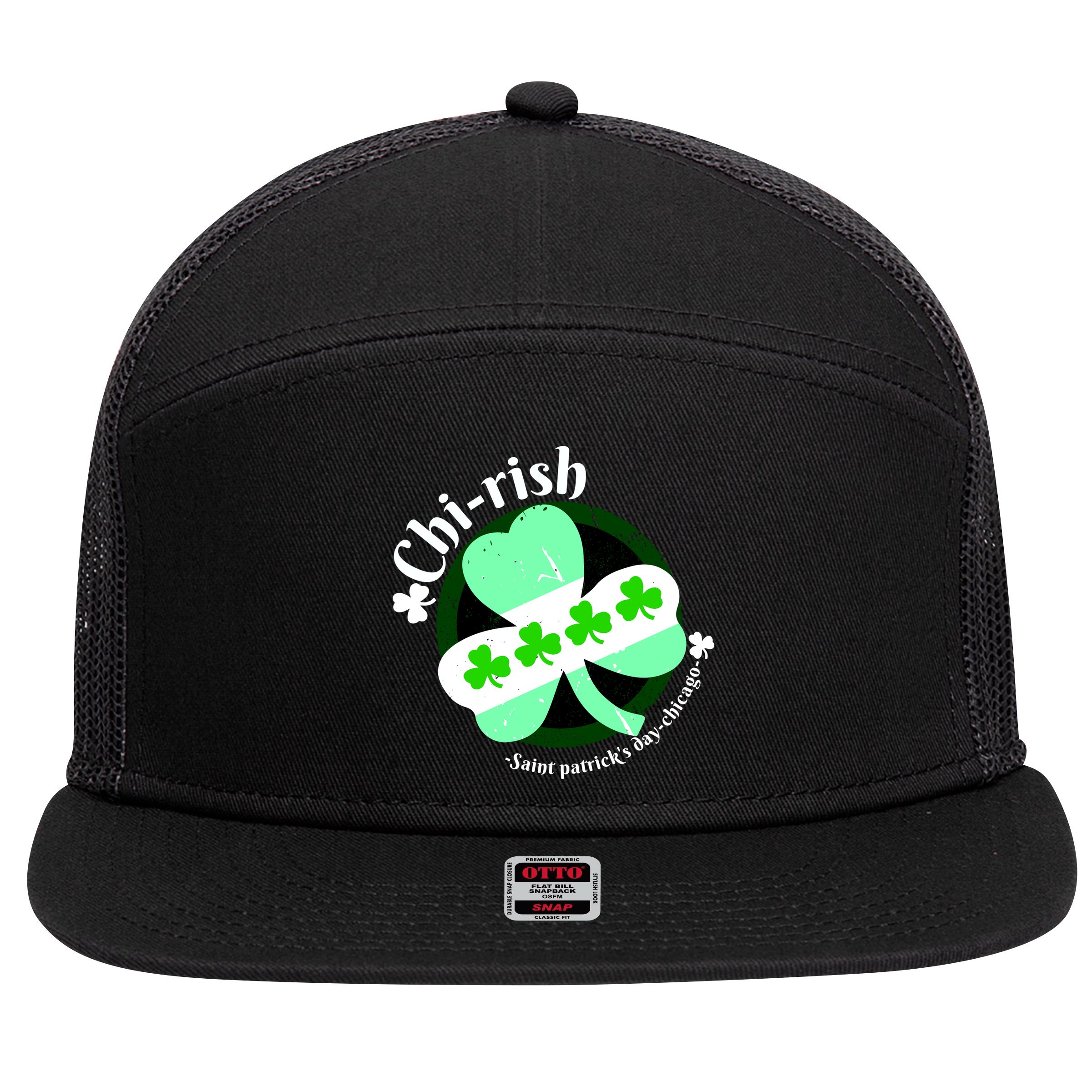 ChiRish St. Patrick's Day Chicago Irish Clover 7 Panel Mesh Trucker Snapback Hat