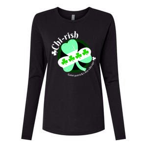 ChiRish St. Patrick's Day Chicago Irish Clover Womens Cotton Relaxed Long Sleeve T-Shirt