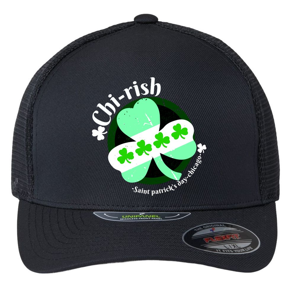ChiRish St. Patrick's Day Chicago Irish Clover Flexfit Unipanel Trucker Cap