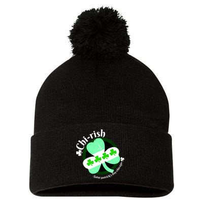 ChiRish St. Patrick's Day Chicago Irish Clover Pom Pom 12in Knit Beanie