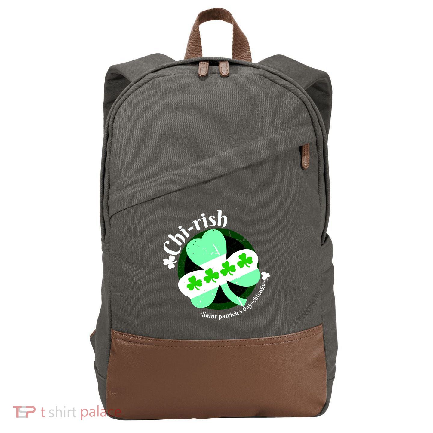 ChiRish St. Patrick's Day Chicago Irish Clover Cotton Canvas Backpack
