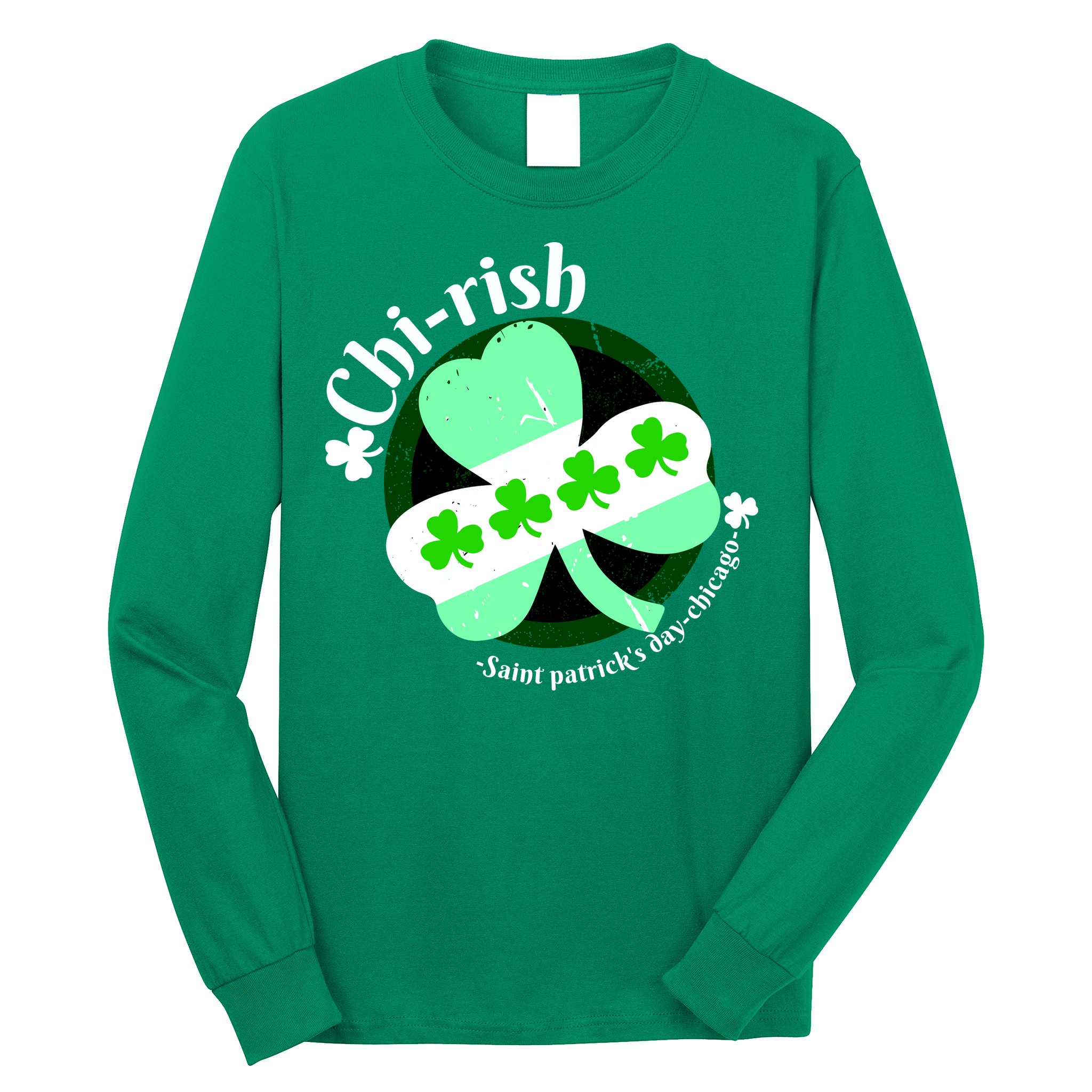 ChiRish St. Patrick's Day Chicago Irish Clover Long Sleeve Shirt