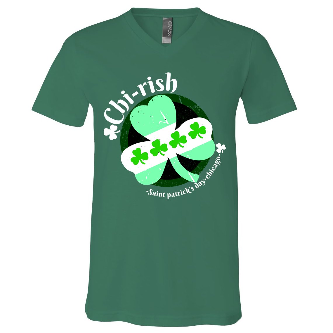 ChiRish St. Patrick's Day Chicago Irish Clover V-Neck T-Shirt