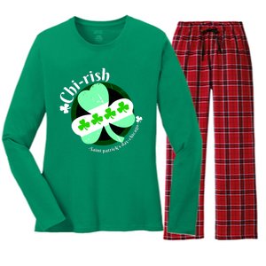 ChiRish St. Patrick's Day Chicago Irish Clover Women's Long Sleeve Flannel Pajama Set 