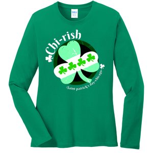 ChiRish St. Patrick's Day Chicago Irish Clover Ladies Long Sleeve Shirt