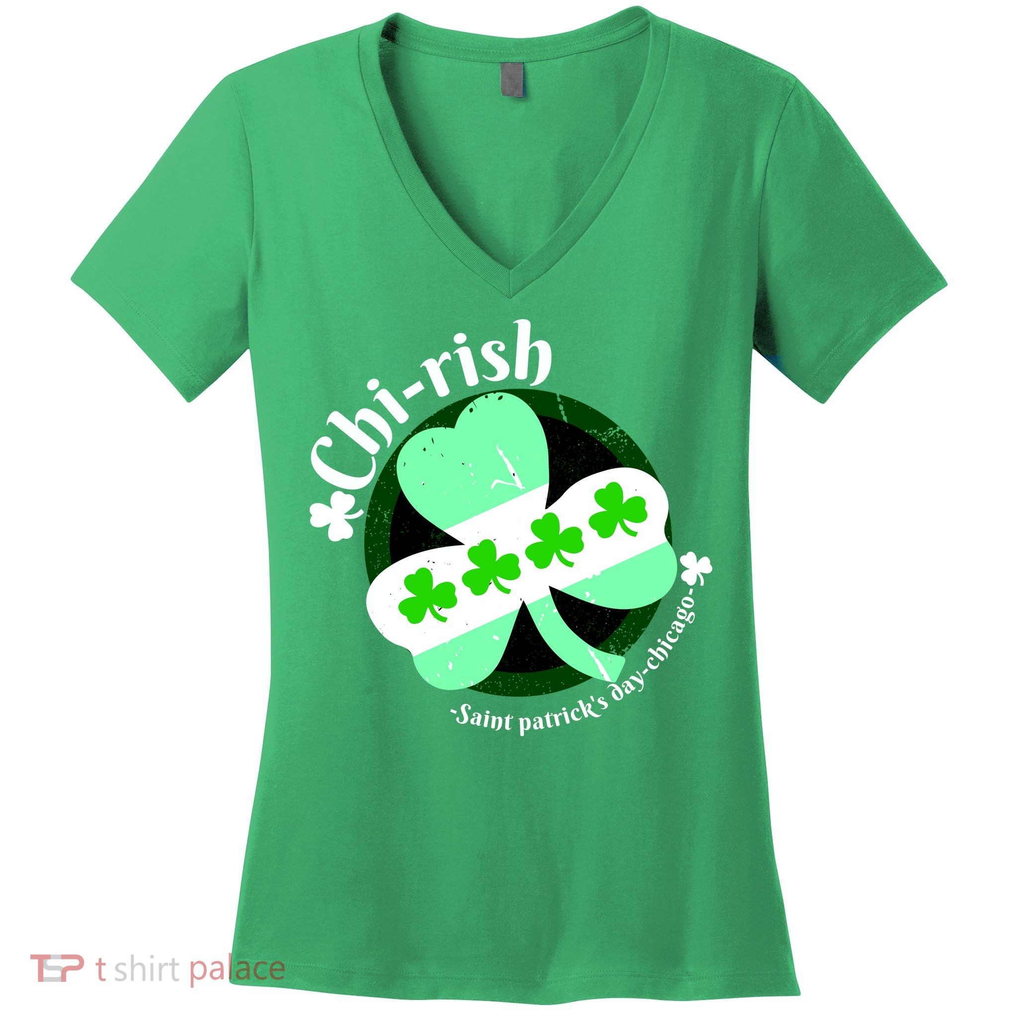 ChiRish St. Patrick's Day Chicago Irish Clover Women's V-Neck T-Shirt