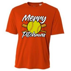 Christmas Softball Player Santa Claus Xmas Day Sport Cute Gift Cooling Performance Crew T-Shirt