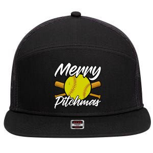 Christmas Softball Player Santa Claus Xmas Day Sport Cute Gift 7 Panel Mesh Trucker Snapback Hat