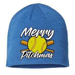 Christmas Softball Player Santa Claus Xmas Day Sport Cute Gift Sustainable Beanie