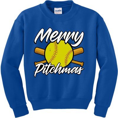 Christmas Softball Player Santa Claus Xmas Day Sport Cute Gift Kids Sweatshirt