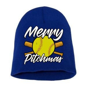 Christmas Softball Player Santa Claus Xmas Day Sport Cute Gift Short Acrylic Beanie