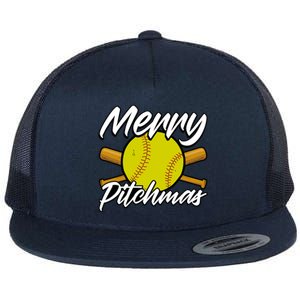 Christmas Softball Player Santa Claus Xmas Day Sport Cute Gift Flat Bill Trucker Hat