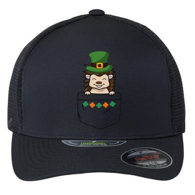 Cute Saint Patrick's Day Porcupine With Green Hat In Pocket Flexfit Unipanel Trucker Cap