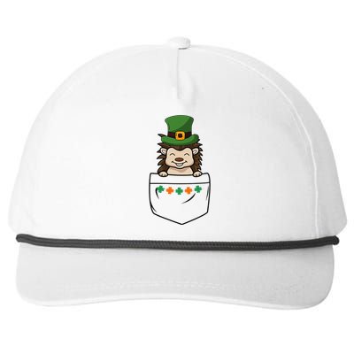 Cute Saint Patrick's Day Porcupine With Green Hat In Pocket Snapback Five-Panel Rope Hat