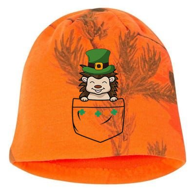 Cute Saint Patrick's Day Porcupine With Green Hat In Pocket Kati - Camo Knit Beanie