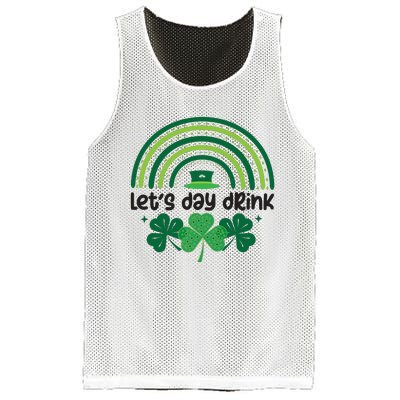 Cute St Patricks Day Lets Day Drink Green Shamrock Mesh Reversible Basketball Jersey Tank