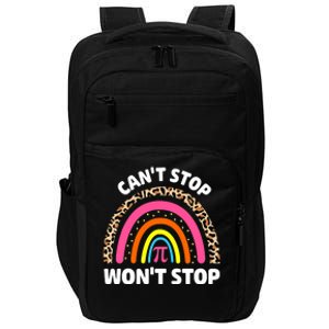 Can't Stop Pi Won't Stop Math Pi Day Teacher Leopard Rainbow Impact Tech Backpack