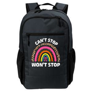 Can't Stop Pi Won't Stop Math Pi Day Teacher Leopard Rainbow Daily Commute Backpack