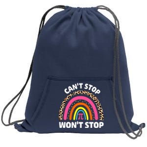 Can't Stop Pi Won't Stop Math Pi Day Teacher Leopard Rainbow Sweatshirt Cinch Pack Bag