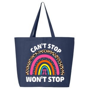 Can't Stop Pi Won't Stop Math Pi Day Teacher Leopard Rainbow 25L Jumbo Tote