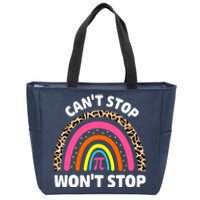 Can't Stop Pi Won't Stop Math Pi Day Teacher Leopard Rainbow Zip Tote Bag