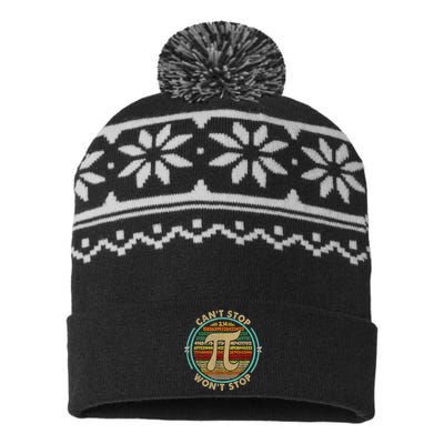 Can't Stop Pi Won't Stop Math Pi Day Funny Maths Club Gifts USA-Made Snowflake Beanie