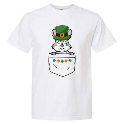 Cute Saint Patrick's Day Rabbit With Green Hat In Pocket Garment-Dyed Heavyweight T-Shirt