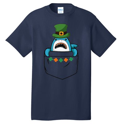 Cute Saint Patrick's Day Shark With Green Hat In Pocket Tall T-Shirt