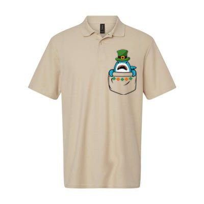 Cute Saint Patrick's Day Shark With Green Hat In Pocket Softstyle Adult Sport Polo